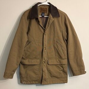 G H Bass and Co size small Tan Jacket with Dark Brown leather Collar